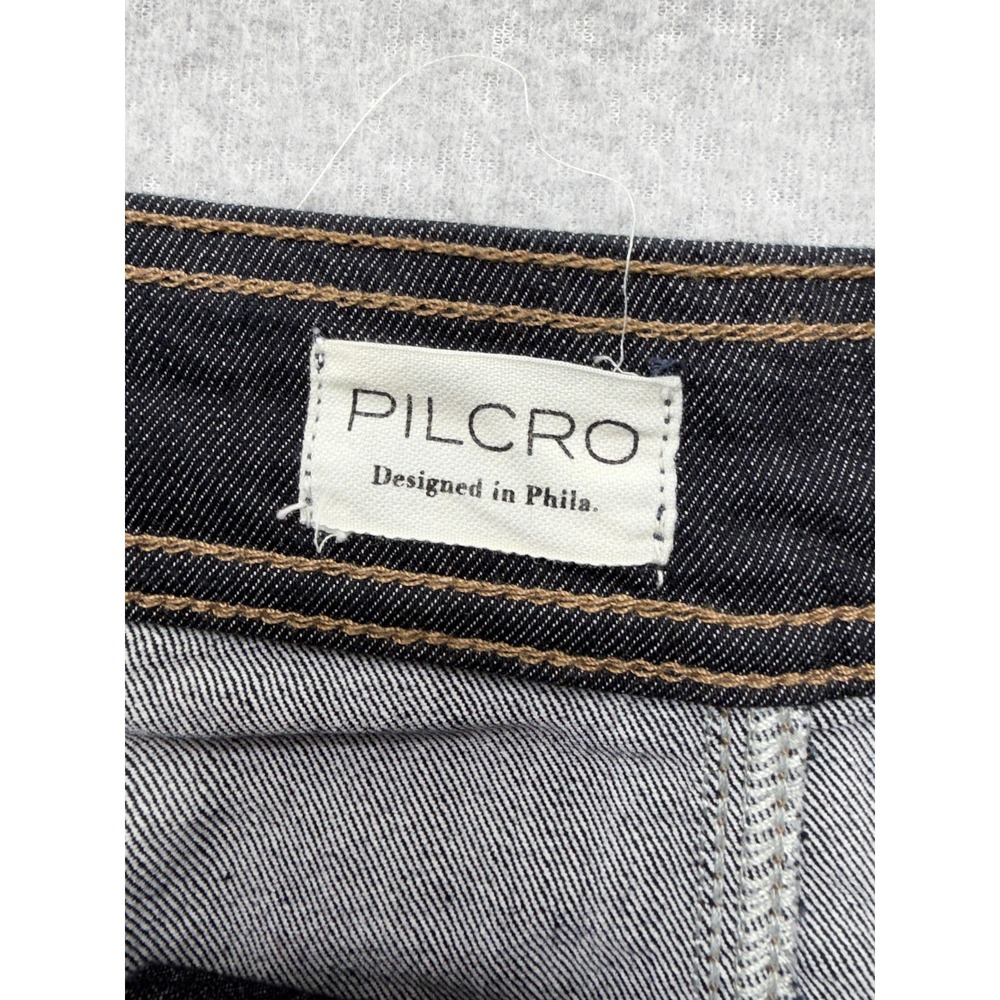 Pilcro Skirt Womens 14 Blue Denim Skater Mini Button Zip Stretch High Waist - Picture 3 of 12